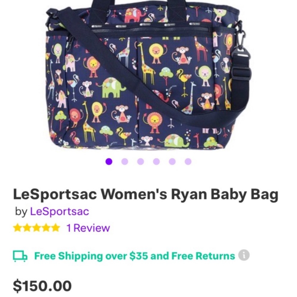 Lesportsac Blue Farm Animal Diaper Bag